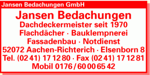 Bauklempner Nordrhein-Westfalen: Jansen Bedachungen GmbH Bauklempner Nordrhein-Westfalen: Jansen Bedachungen GmbH